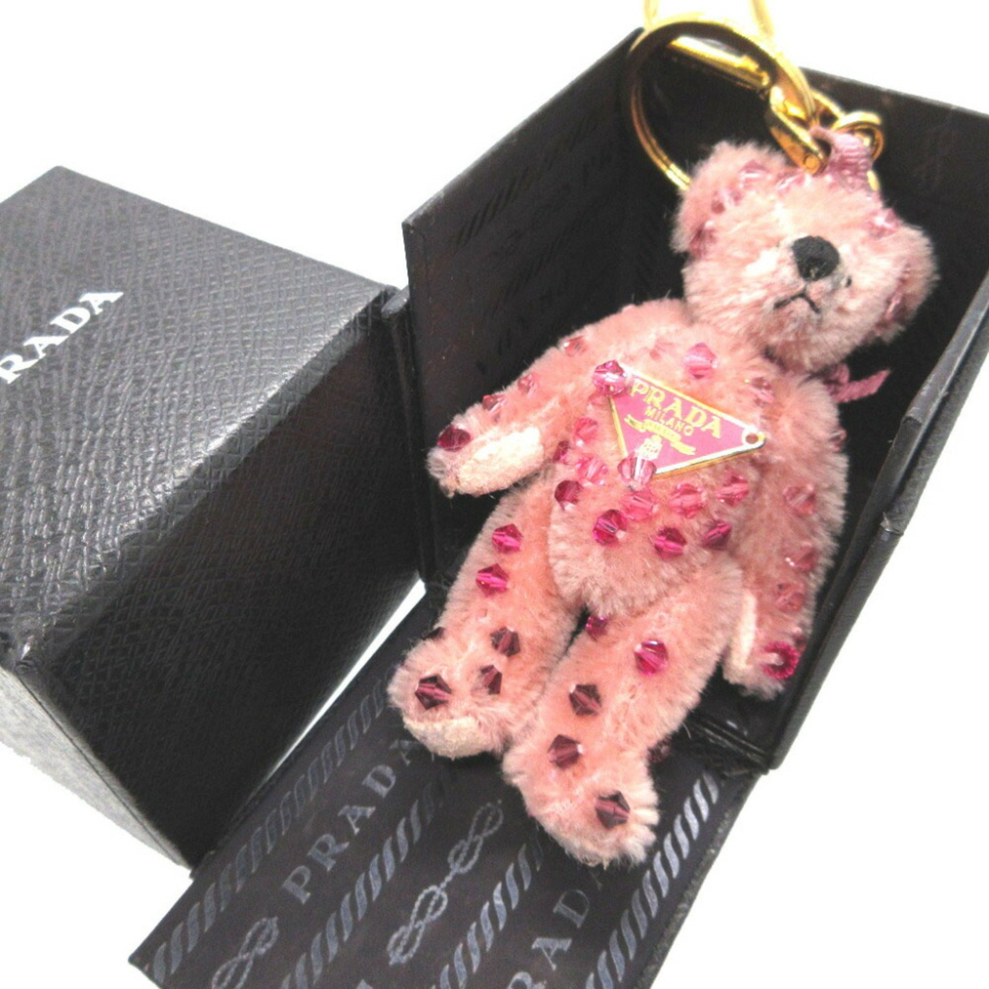 Prada Bear Rhinestone Acrylic Pink Bag Charm Keychain 1000PRADA