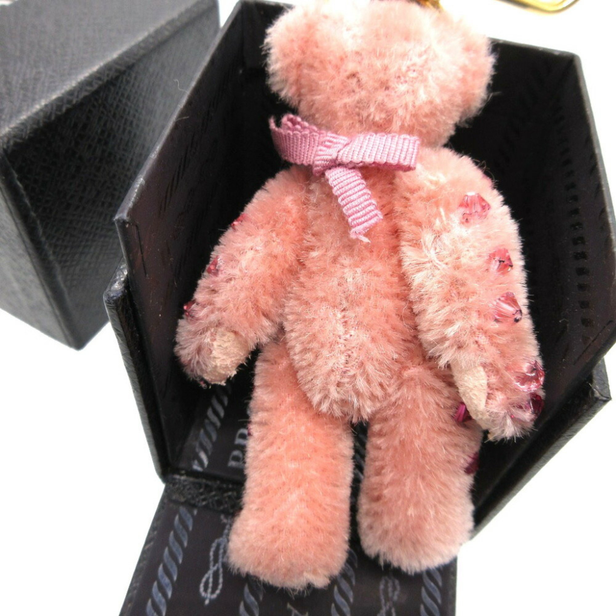 Prada Bear Rhinestone Acrylic Pink Bag Charm Keychain 1000PRADA