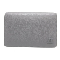 Christian Louboutin LOUBEKA Leather Grey Red Business Card Holder Case 0523Christian