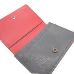 Christian Louboutin LOUBEKA Leather Grey Red Business Card Holder Case 0523Christian