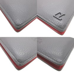 Christian Louboutin LOUBEKA Leather Grey Red Business Card Holder Case 0523Christian