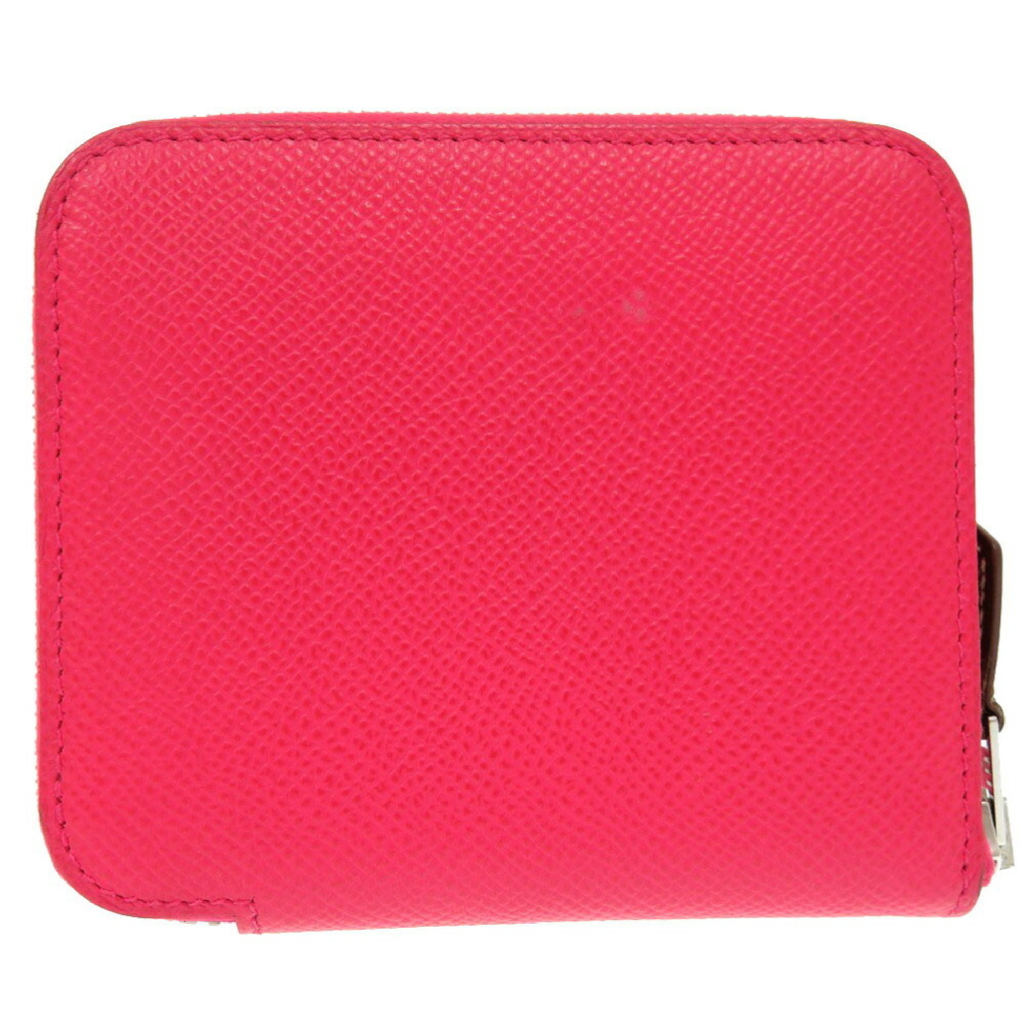 Hermes Azap Compact Silk In Epsom Rose Extreme Z Stamp () Coin Case Wallet Red 0714 HERMES