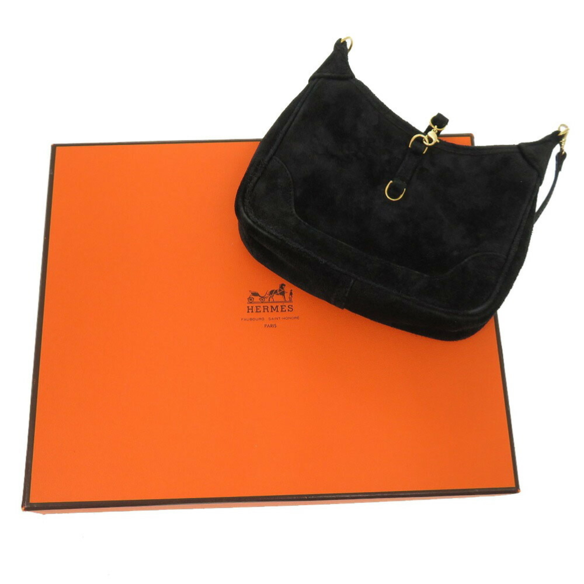 Hermes Trim Dobris Black 〇U Stamp Shoulder Bag 1016 HERMES