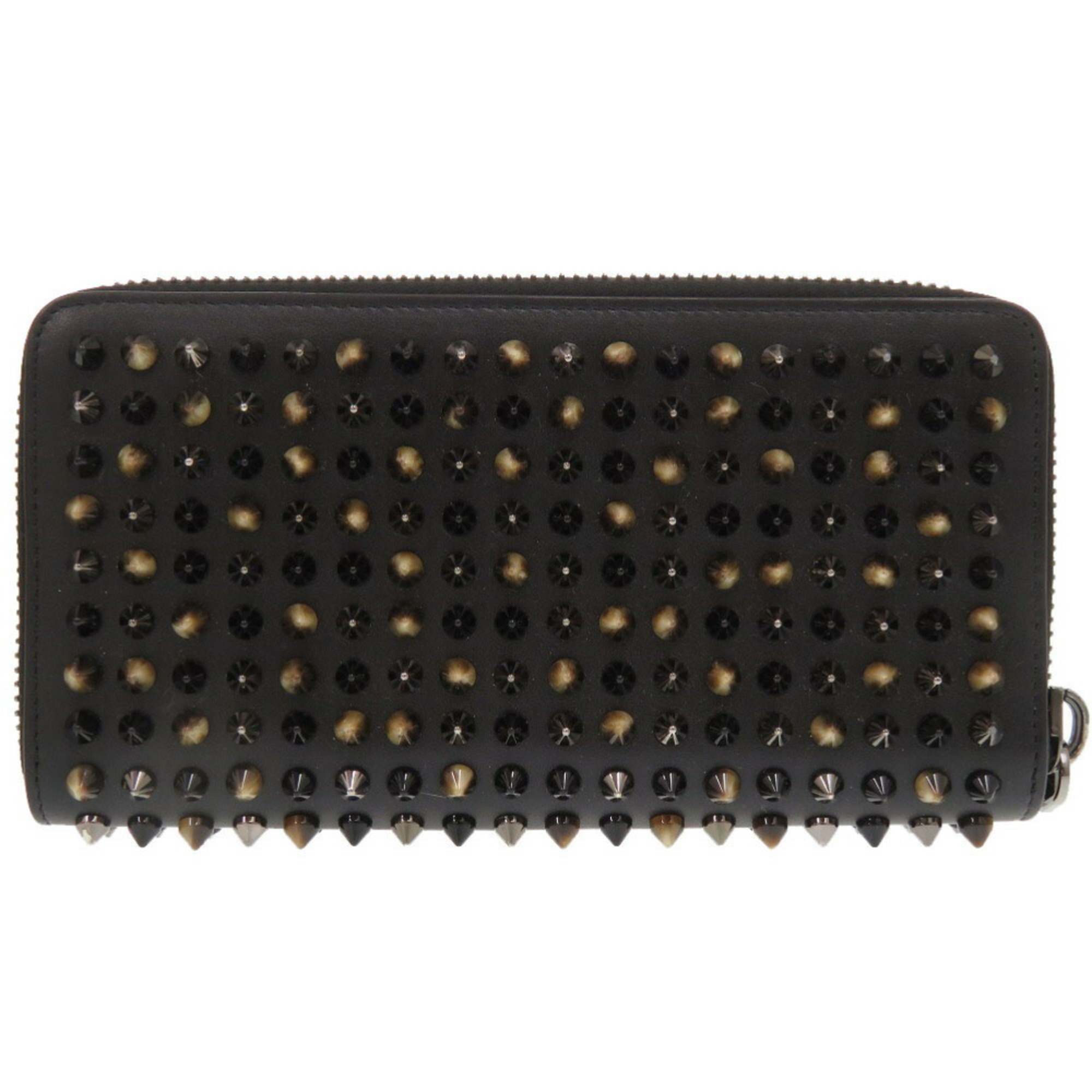 Christian Louboutin Studded Leather Black Round Long Wallet 1366