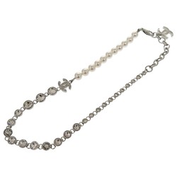 CHANEL Costume Pearl Crystal Necklace Choker NECKLACE B23S ABA625 Metal Silver 0164CHANEL