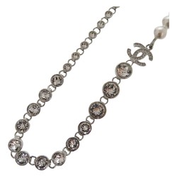 CHANEL Costume Pearl Crystal Necklace Choker NECKLACE B23S ABA625 Metal Silver 0164CHANEL