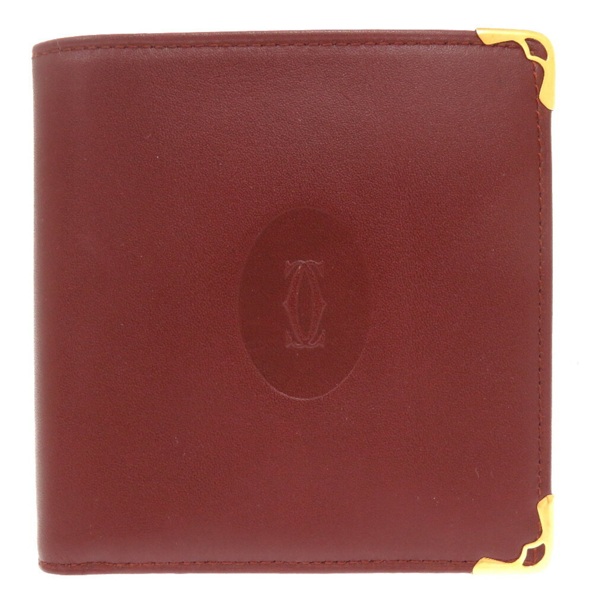 Cartier Must Line Leather Bordeaux Bi-fold Wallet 0803 CARTIER