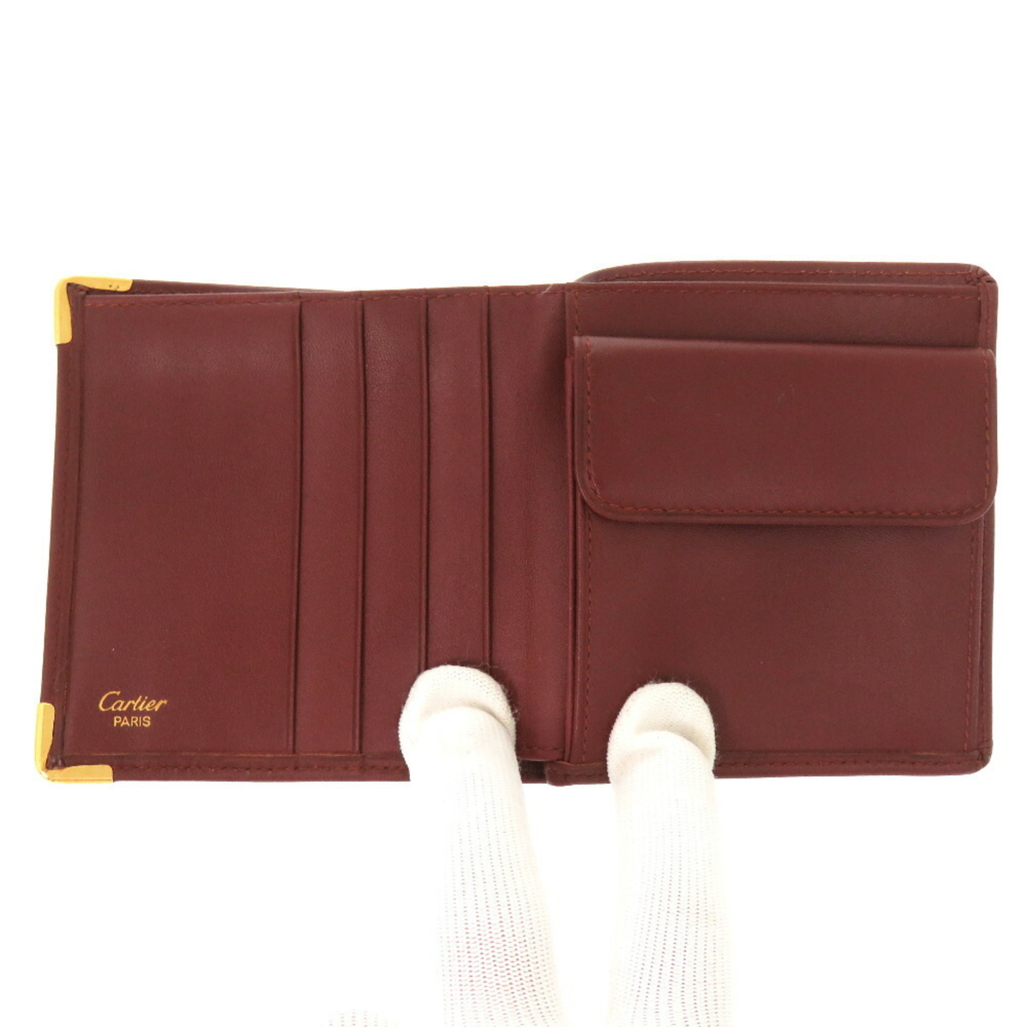 Cartier Must Line Leather Bordeaux Bi-fold Wallet 0803 CARTIER