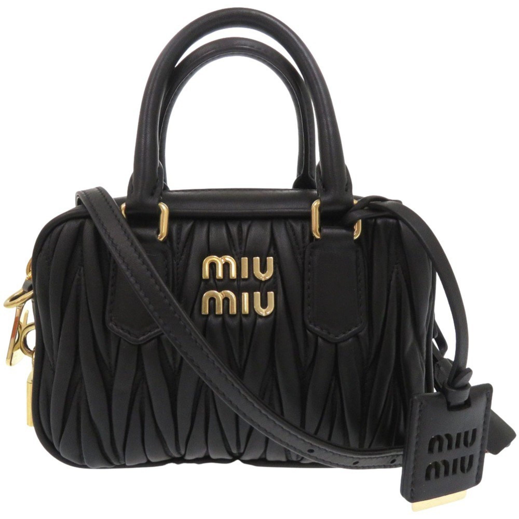 Miu Miu Miu Arcadi Matelasse Leather Shoulder Bag Black MIU5BB123 1756MIUMIU