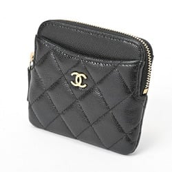 CHANEL Matelasse Coin Card Case AP2061 Caviar Skin Black T-156297