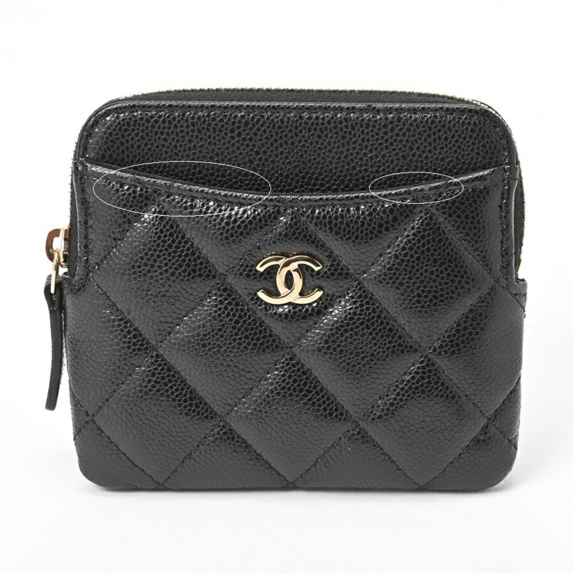 CHANEL Matelasse Coin Card Case AP2061 Caviar Skin Black T-156297