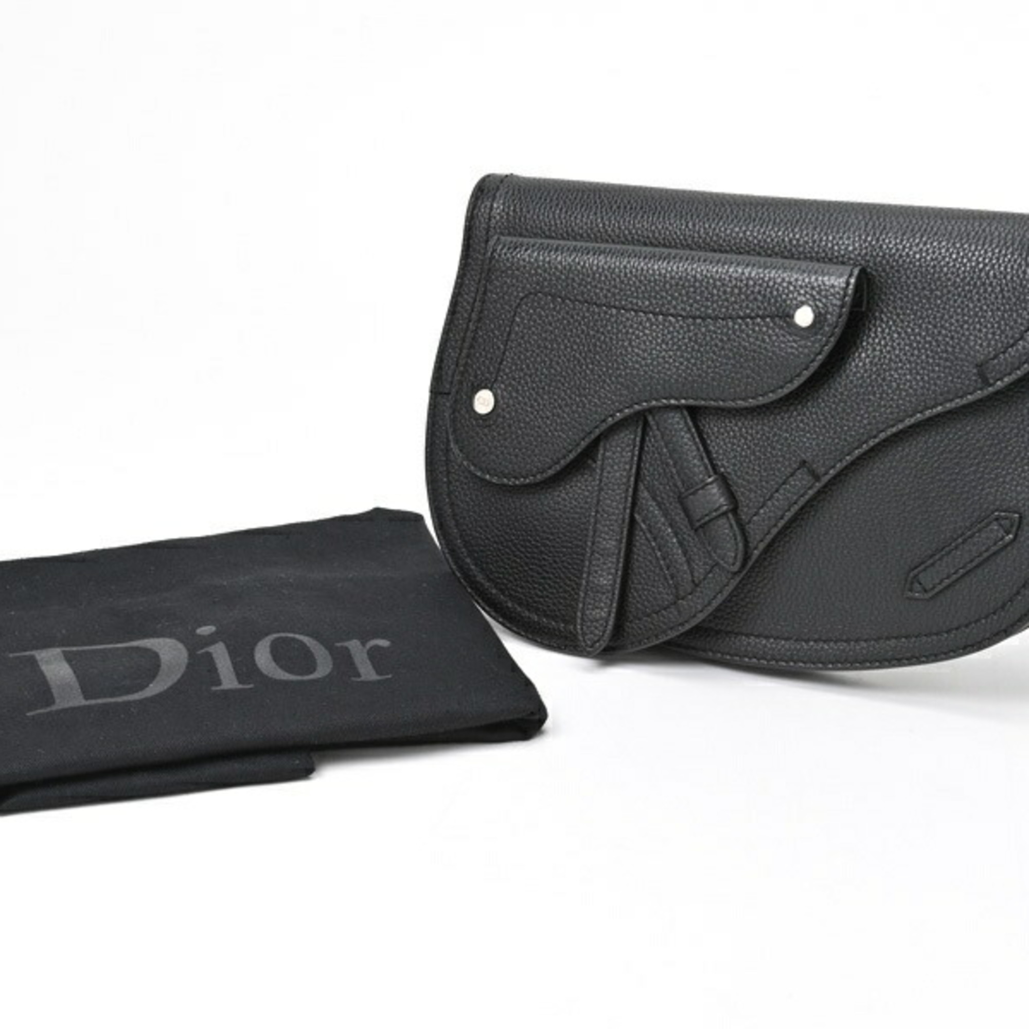 Dior Saddle Bag Body Grained Calfskin Black E-156332