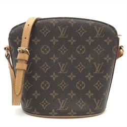 Louis Vuitton Drouo M51290 Shoulder Bag Monogram Canvas Tanned Leather Brown