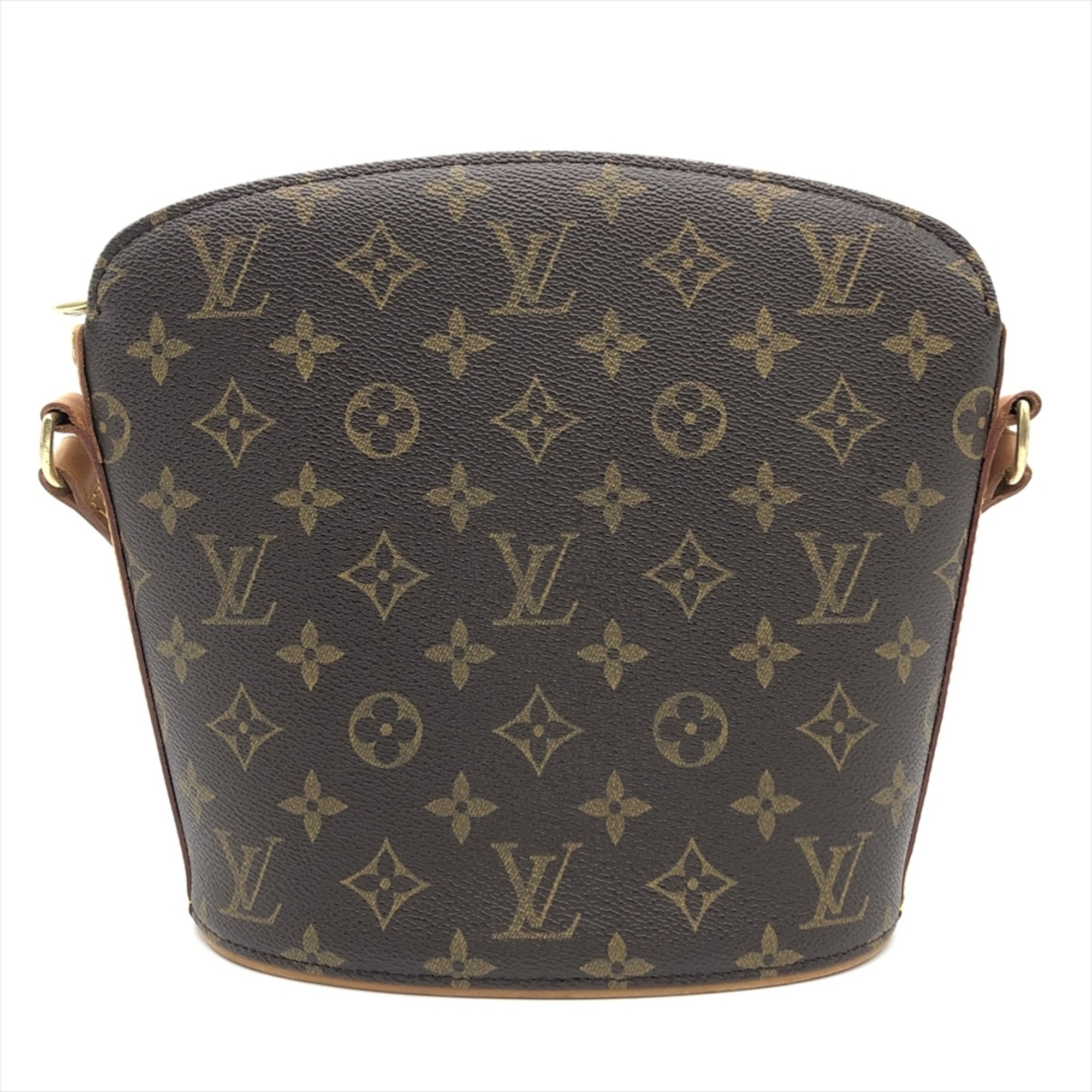 Louis Vuitton Drouo M51290 Shoulder Bag Monogram Canvas Tanned Leather Brown