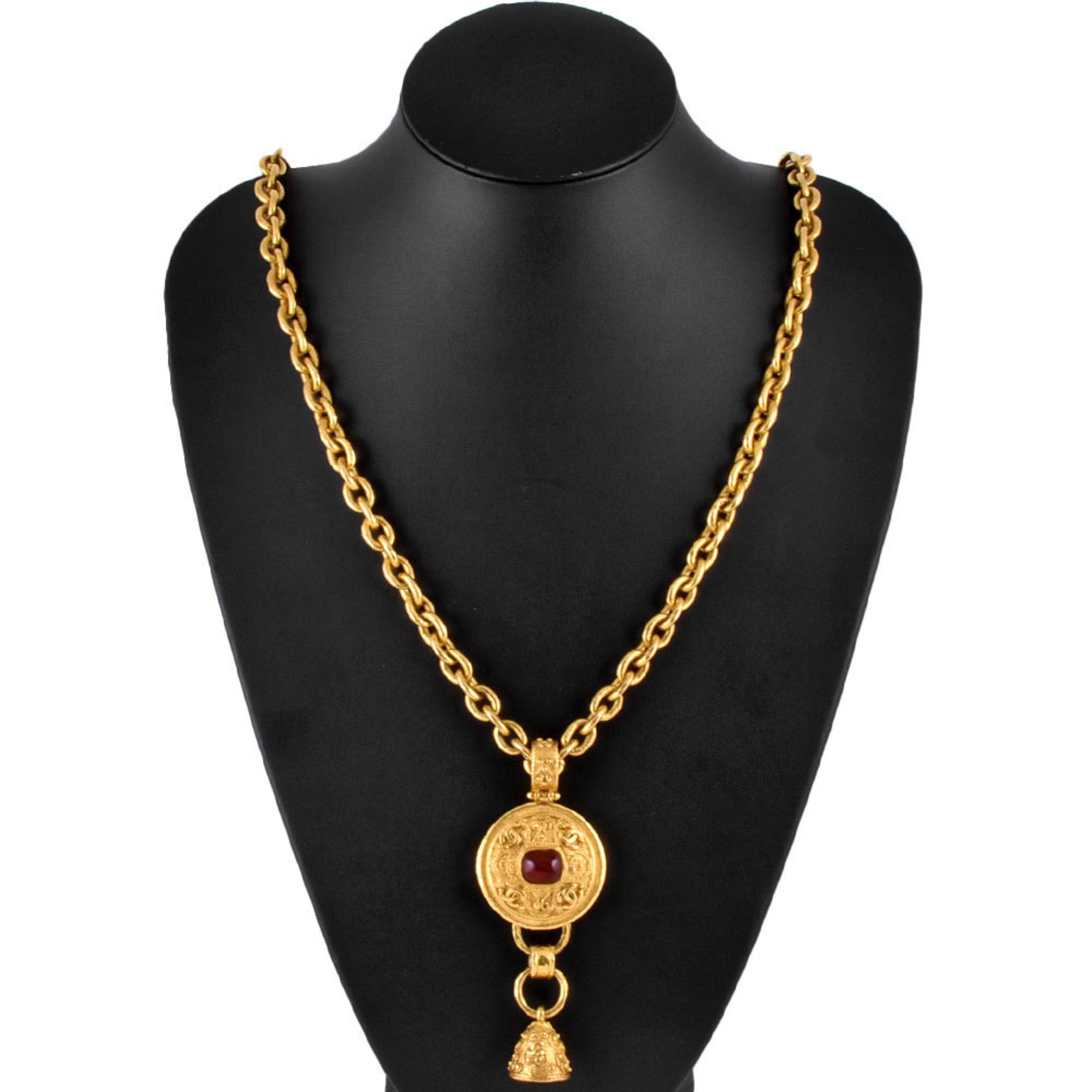 CHANEL Gripoa Long Necklace 90cm 94A Bell Color Stone GP 163.6g Women's