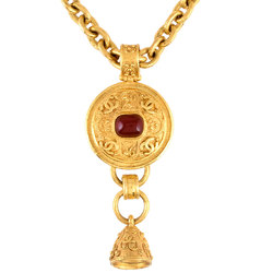 CHANEL Gripoa Long Necklace 90cm 94A Bell Color Stone GP 163.6g Women's