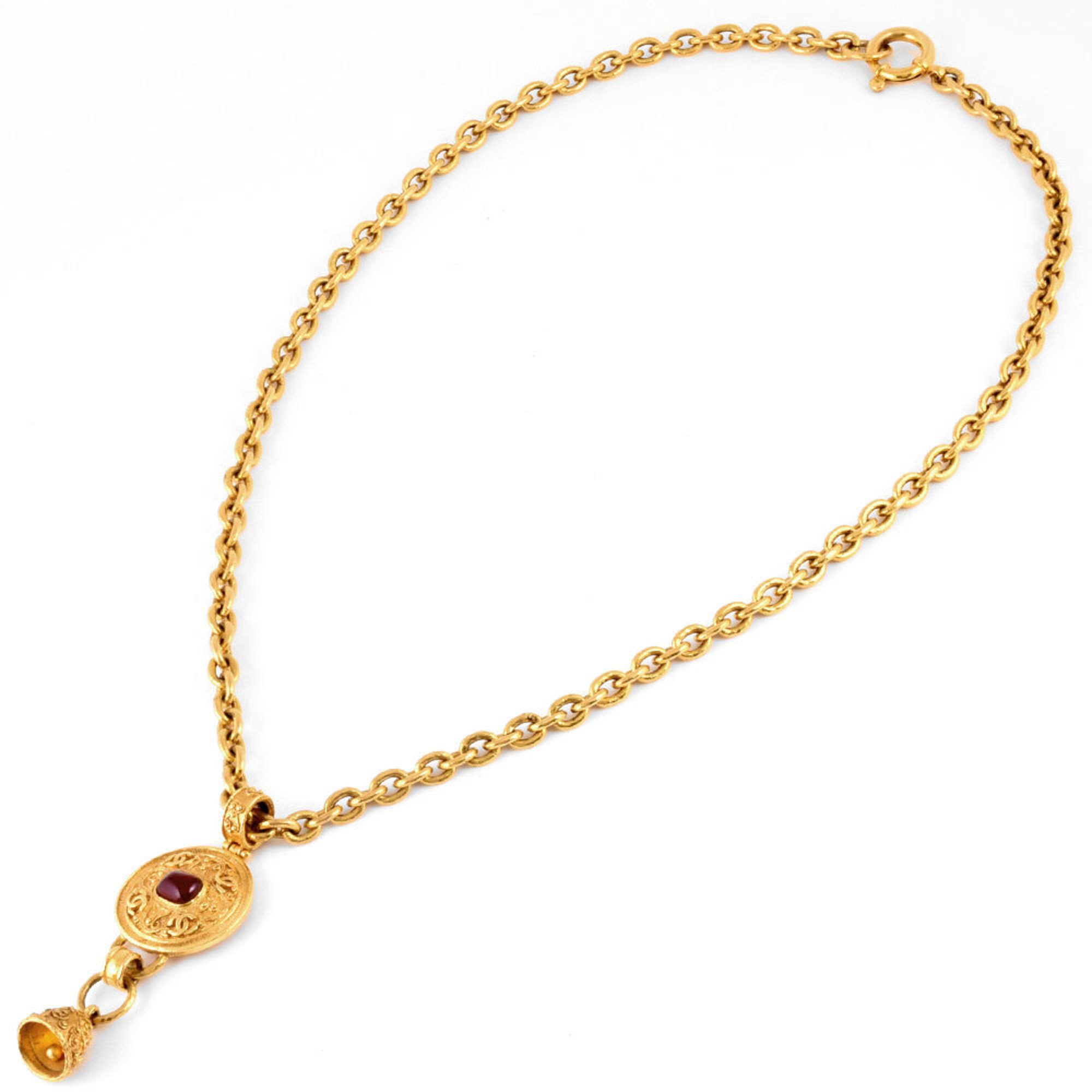 CHANEL Gripoa Long Necklace 90cm 94A Bell Color Stone GP 163.6g Women's