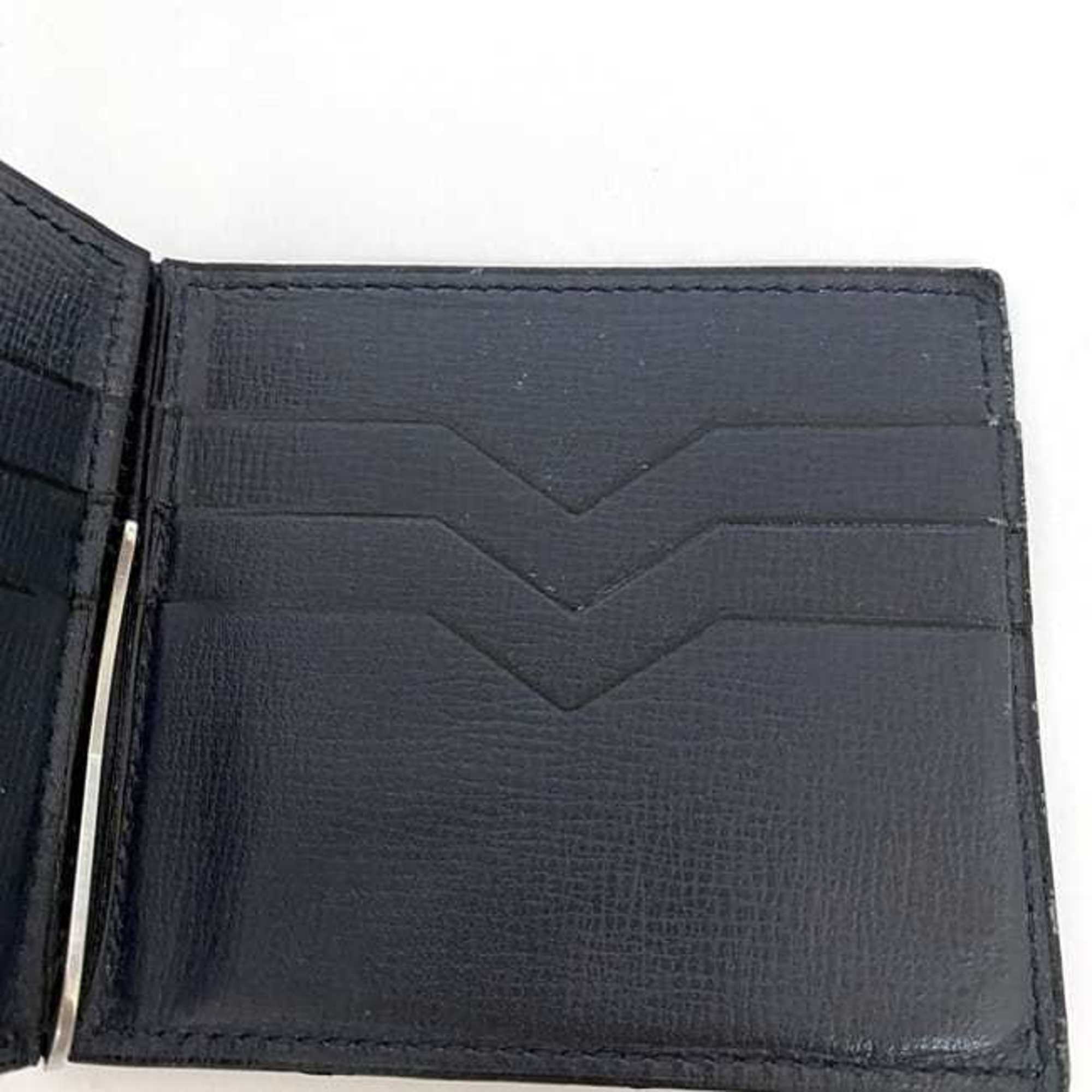 Valextra Wallet Money Clip ec-21114 Navy Billfold Leather S 0M Compact Men's Accessory