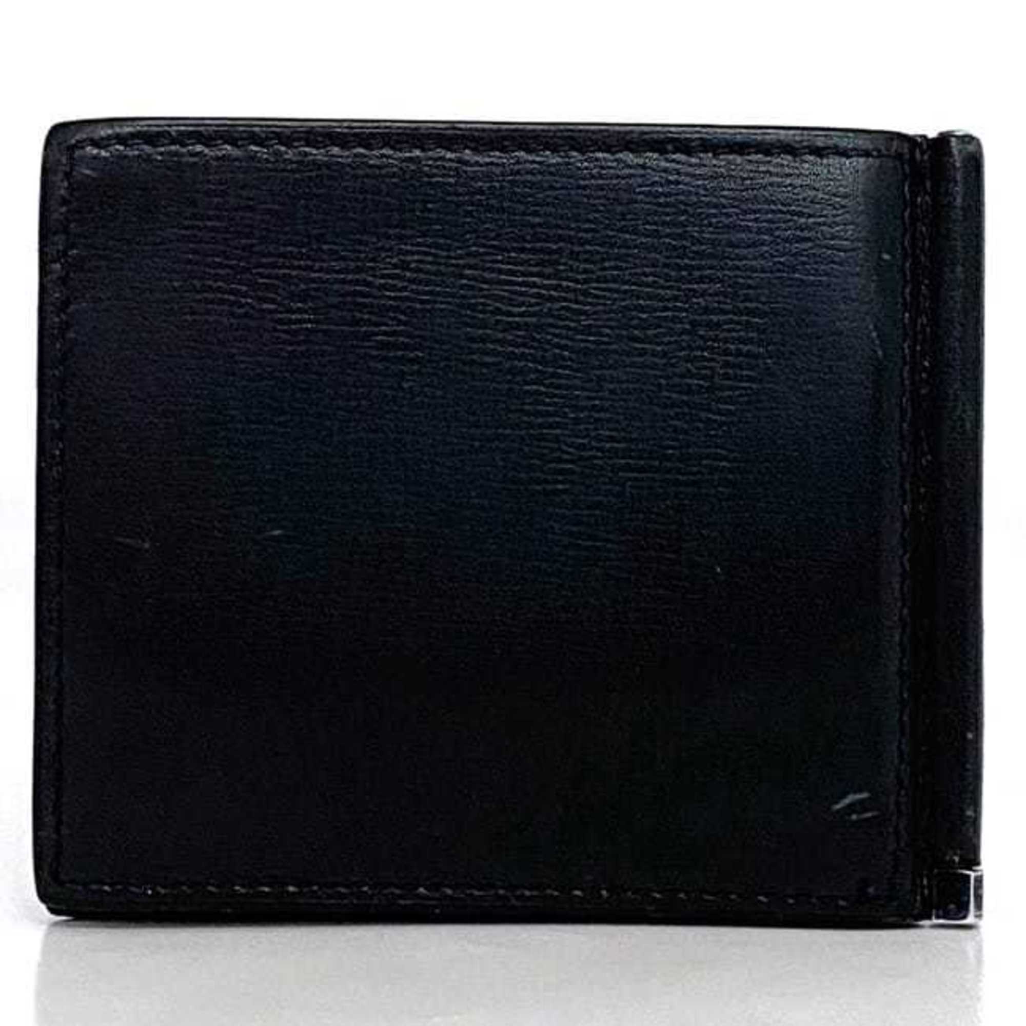 Valextra Wallet Money Clip ec-21114 Navy Billfold Leather S 0M Compact Men's Accessory