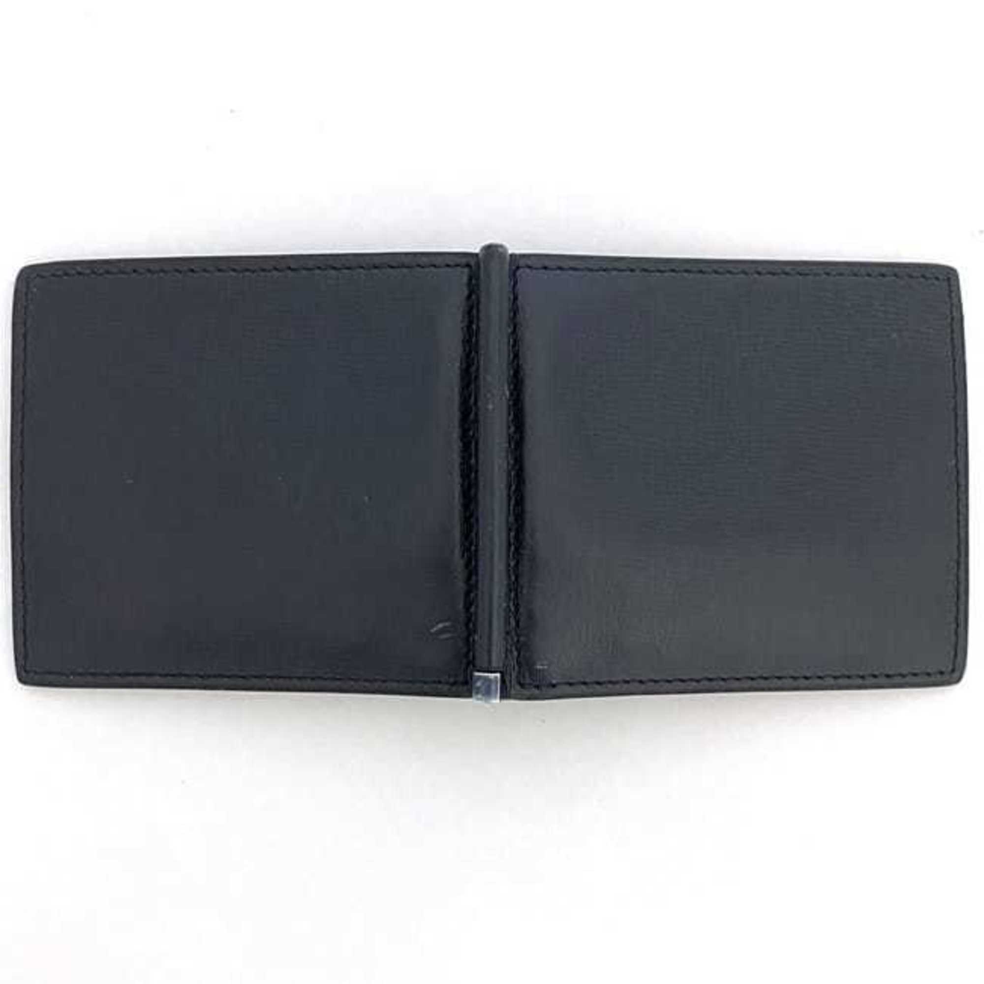 Valextra Wallet Money Clip ec-21114 Navy Billfold Leather S 0M Compact Men's Accessory