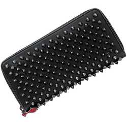 Christian Louboutin Round Long Wallet ec-21035 Black Panettone Studs 1175099 Leather Lock