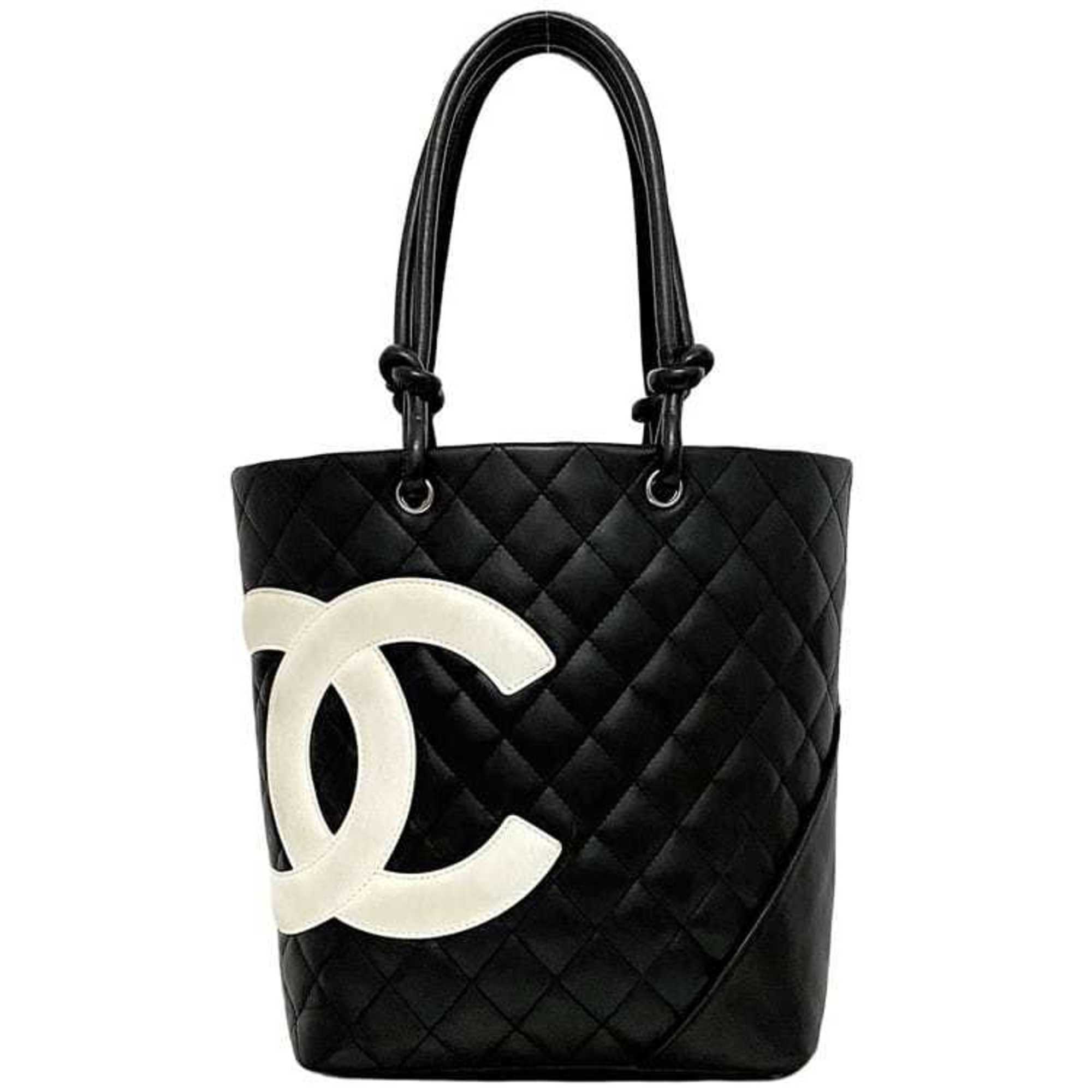 Chanel Tote Bag f-21152 Black White Cambon A25166 Lambskin 94 Series CHANEL Coco Mark Stitch and Women's