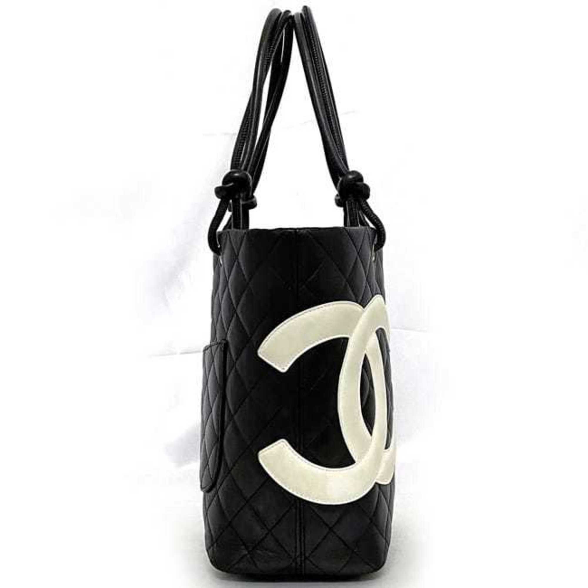 Chanel Tote Bag f-21152 Black White Cambon A25166 Lambskin 94 Series CHANEL Coco Mark Stitch and Women's