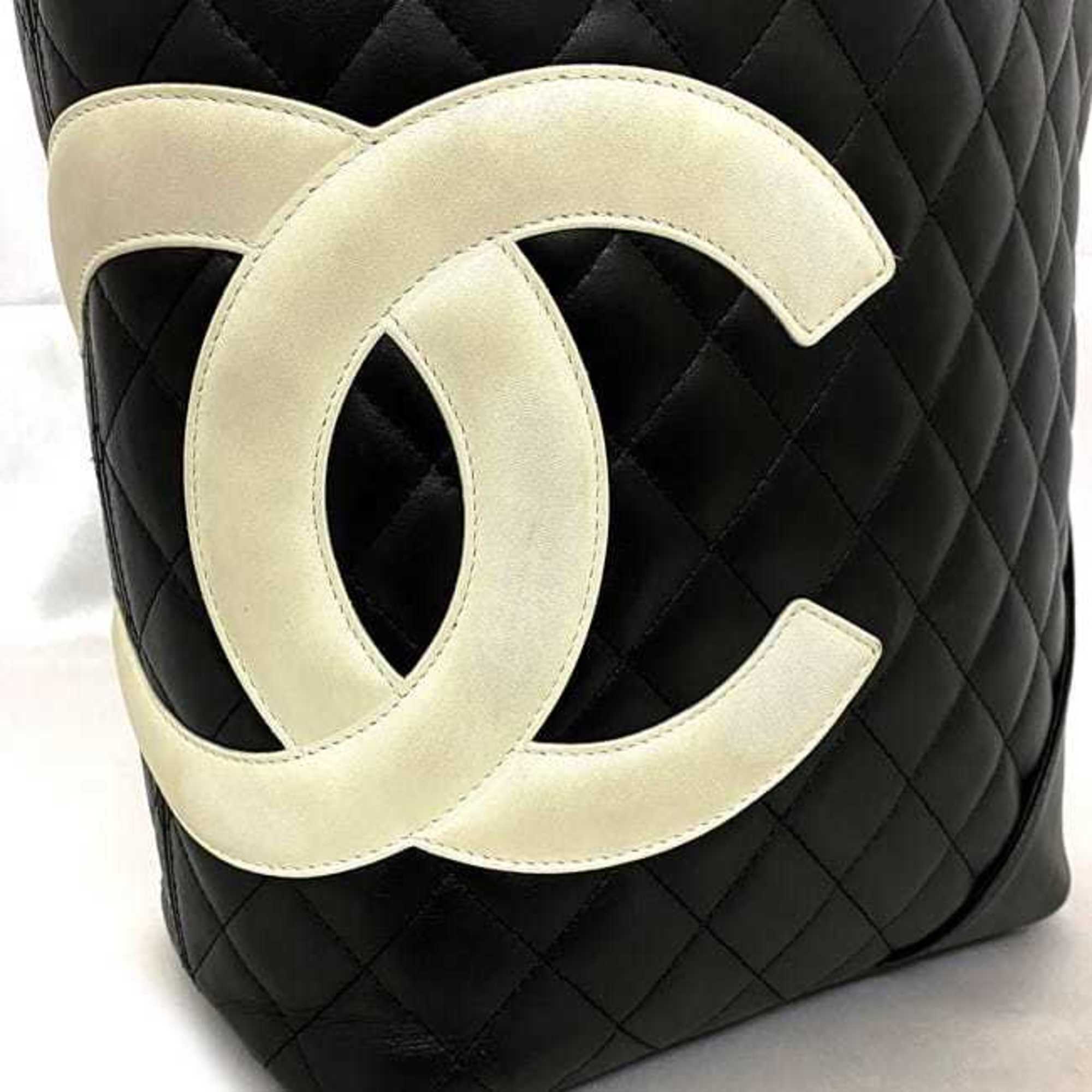 Chanel Tote Bag f-21152 Black White Cambon A25166 Lambskin 94 Series CHANEL Coco Mark Stitch and Women's