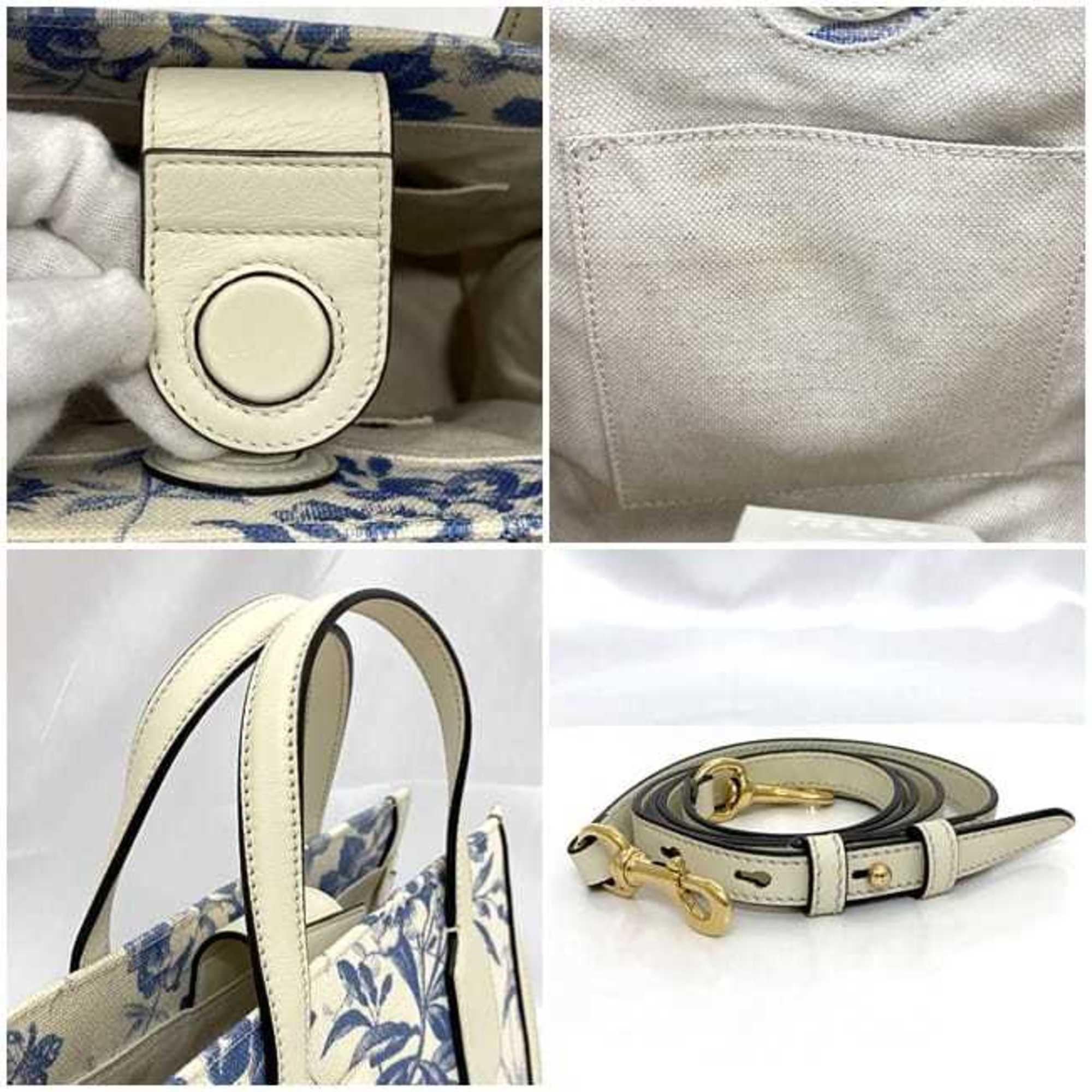 Gucci 2-way bag f-21163 White Blue Flower Herbarium 443089 GG Ribbon Canvas Leather GUCCI Japan Exclusive Freestanding