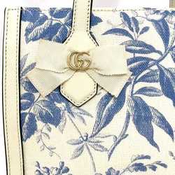 Gucci 2-way bag f-21163 White Blue Flower Herbarium 443089 GG Ribbon Canvas Leather GUCCI Japan Exclusive Freestanding