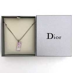 Christian Dior Necklace ec-21018 Silver Pink Trotter Bar Metal Plate Women's Accessories