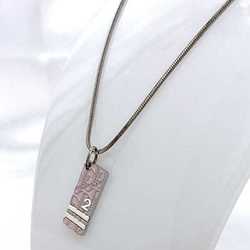 Christian Dior Necklace ec-21018 Silver Pink Trotter Bar Metal Plate Women's Accessories