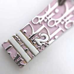 Christian Dior Necklace ec-21018 Silver Pink Trotter Bar Metal Plate Women's Accessories