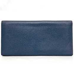 LOEWE Bi-fold Long Wallet ec-21115 Light Navy Anagram Billfold Leather Women's Blue Accessory