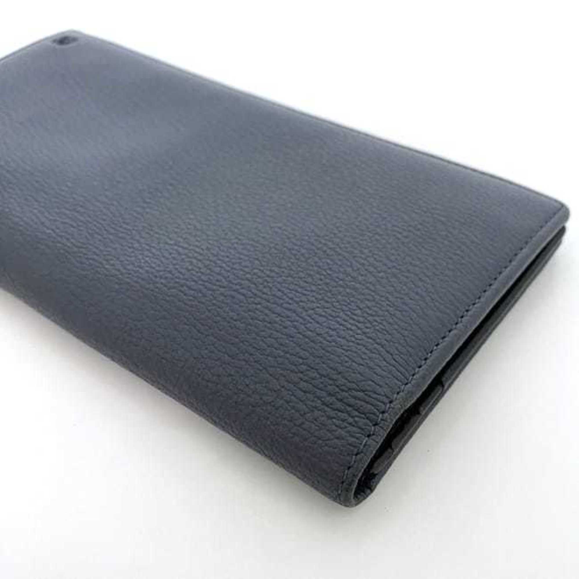 LOEWE Bi-fold Long Wallet ec-21115 Light Navy Anagram Billfold Leather Women's Blue Accessory