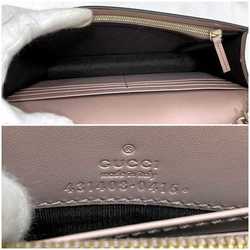 Gucci Chain Shoulder Wallet f-21141 Pink Shima Line 431408 Leather GUCCI Ribbon Flap GG Women's Embossed Bag Freestanding Light