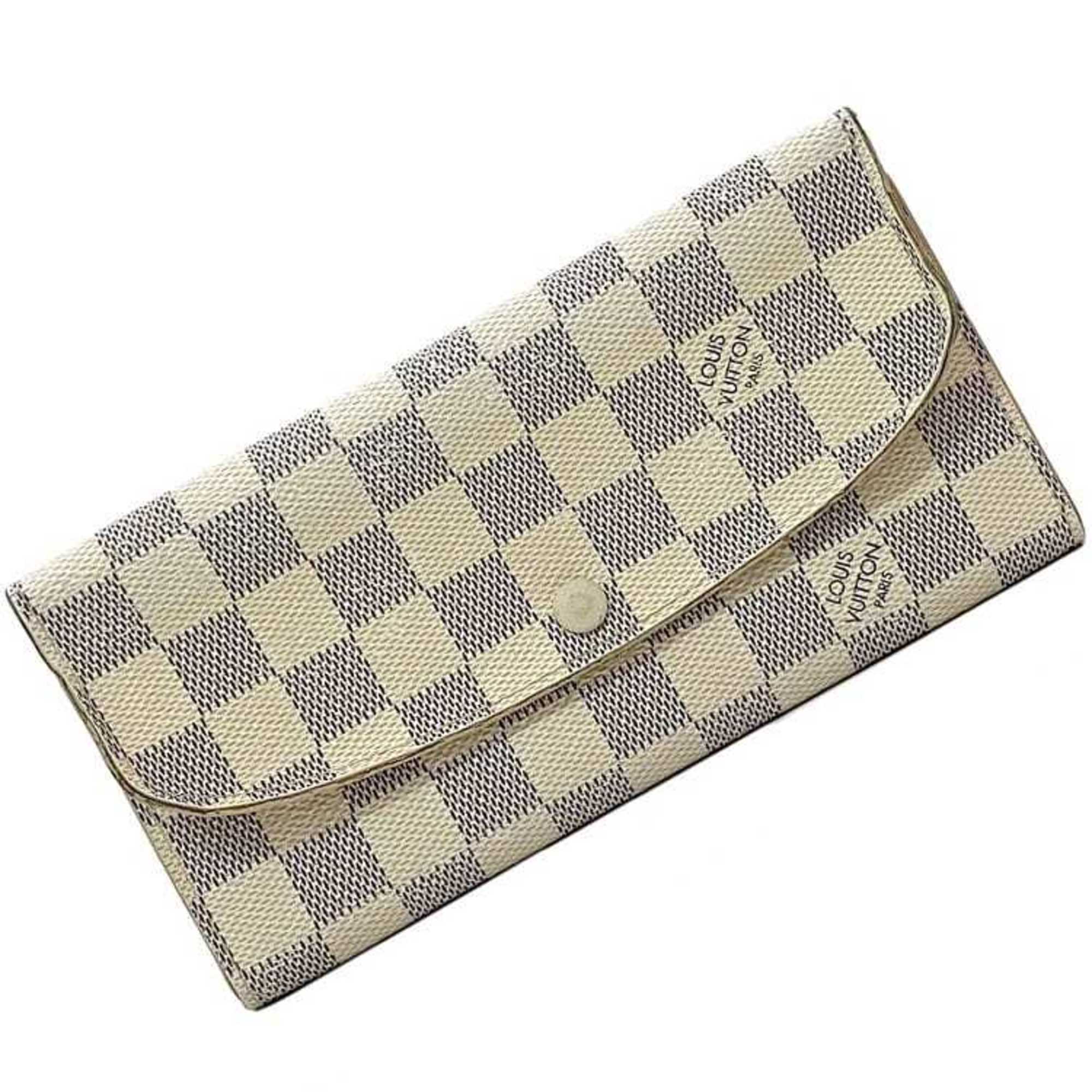 Louis Vuitton Bi-fold Long Wallet Portefeuille Emily ec-21092 White Gray Damier Azur N63546 Canvas TA1136 LOUIS VUITTON