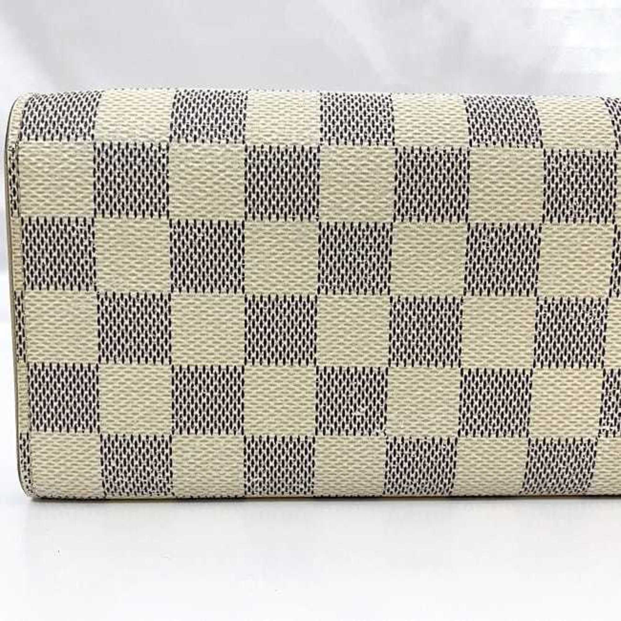 Louis Vuitton Bi-fold Long Wallet Portefeuille Emily ec-21092 White Gray Damier Azur N63546 Canvas TA1136 LOUIS VUITTON