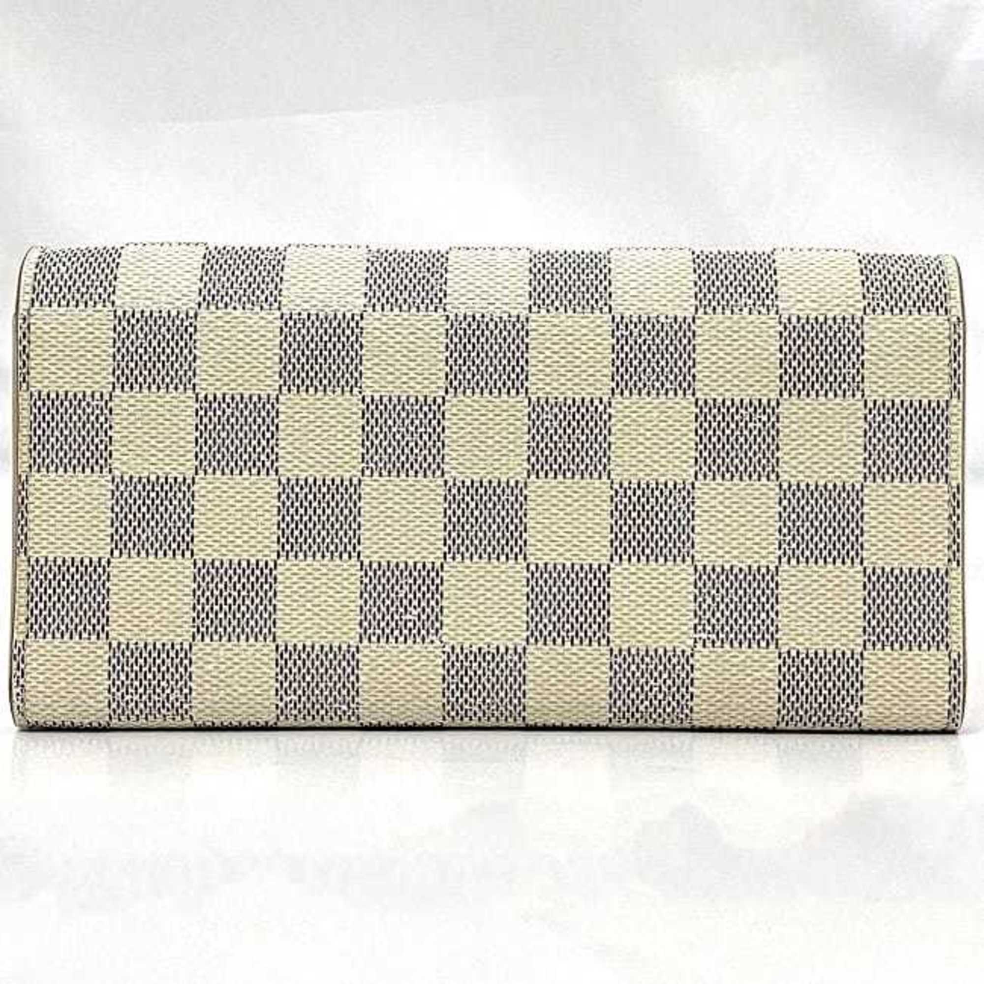 Louis Vuitton Bi-fold Long Wallet Portefeuille Emily ec-21092 White Gray Damier Azur N63546 Canvas TA1136 LOUIS VUITTON