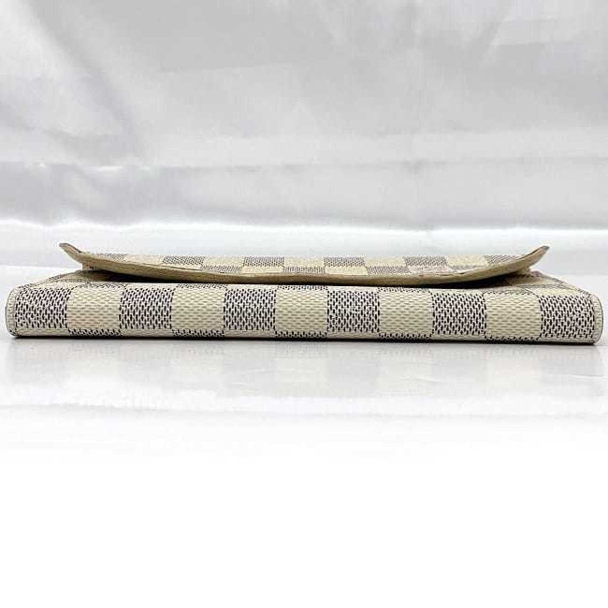 Louis Vuitton Bi-fold Long Wallet Portefeuille Emily ec-21092 White Gray Damier Azur N63546 Canvas TA1136 LOUIS VUITTON