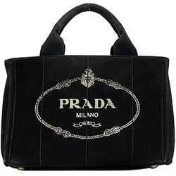 Prada Tote Bag f-21154 Black Canapa 1BG439 Handbag Canvas PRADA Freestanding Compact Size