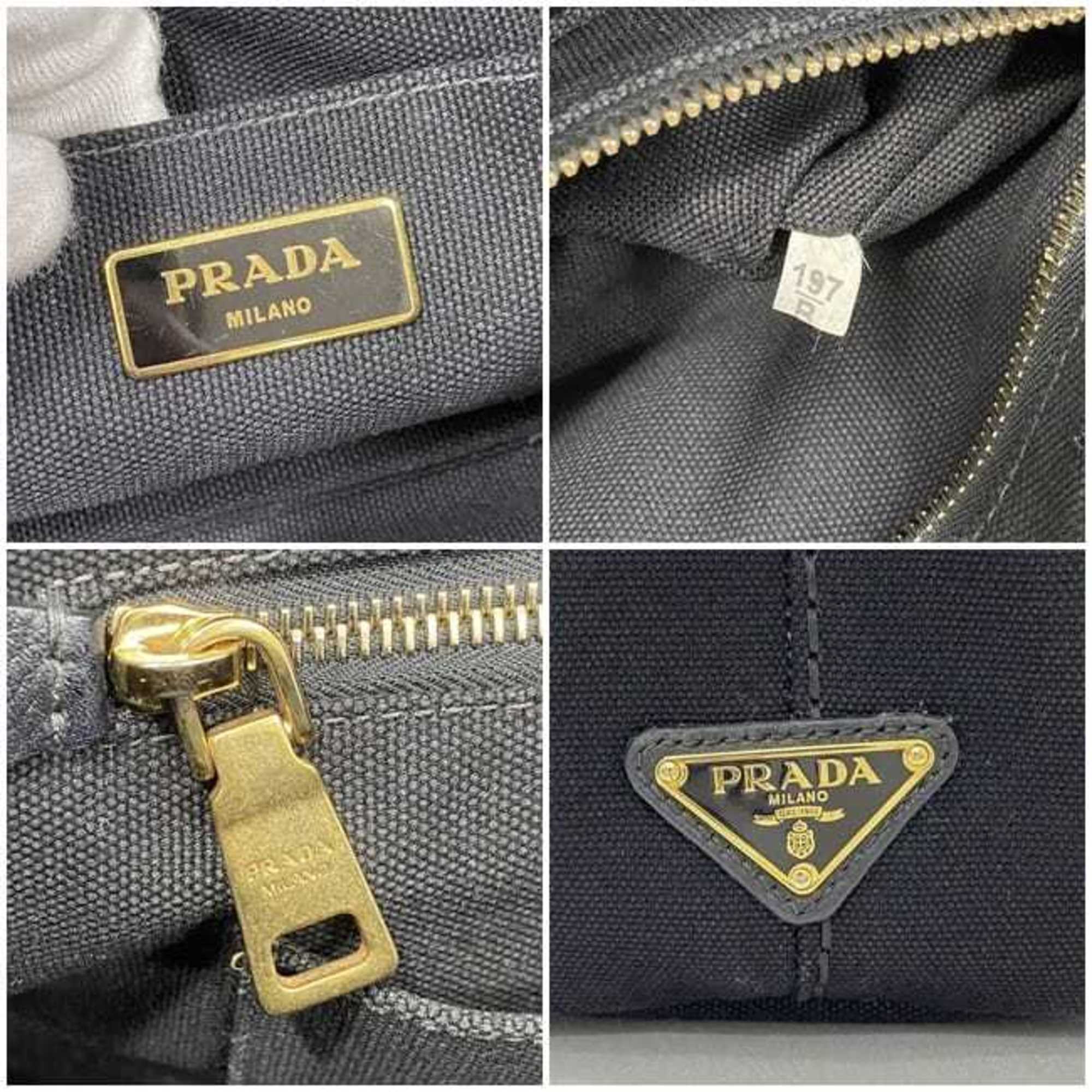 Prada Tote Bag f-21154 Black Canapa 1BG439 Handbag Canvas PRADA Freestanding Compact Size