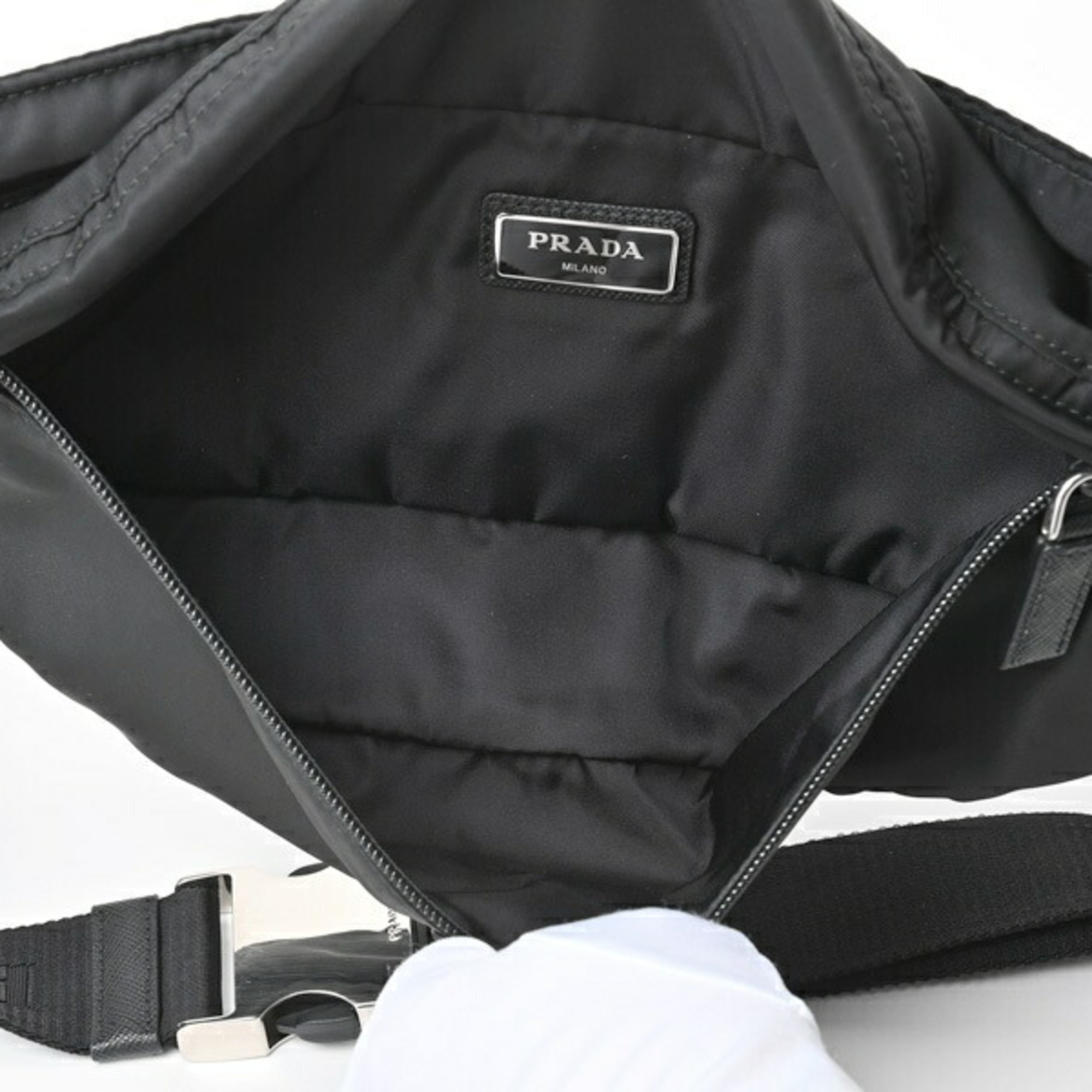 PRADA Nylon Belt Bag Body 2VL132 Black E-156239