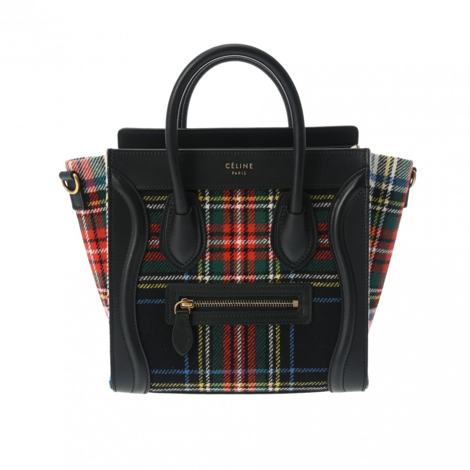 CELINE Luggage Nano Shopper Check Pattern Multicolor/Black Women's Wool/Calf Handbag