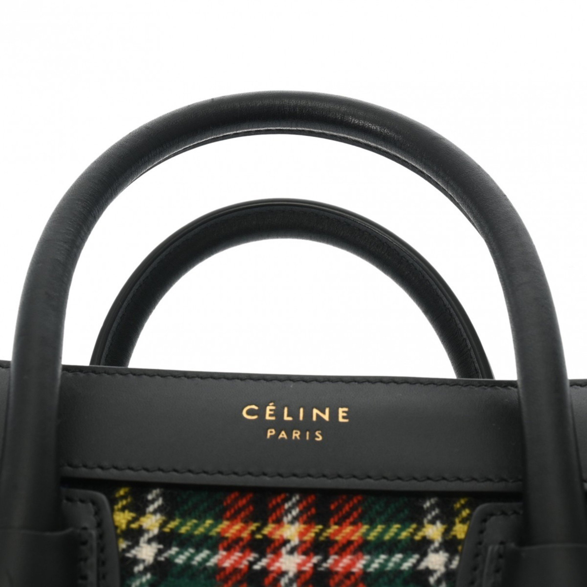 CELINE Luggage Nano Shopper Check Pattern Multicolor/Black Women's Wool/Calf Handbag