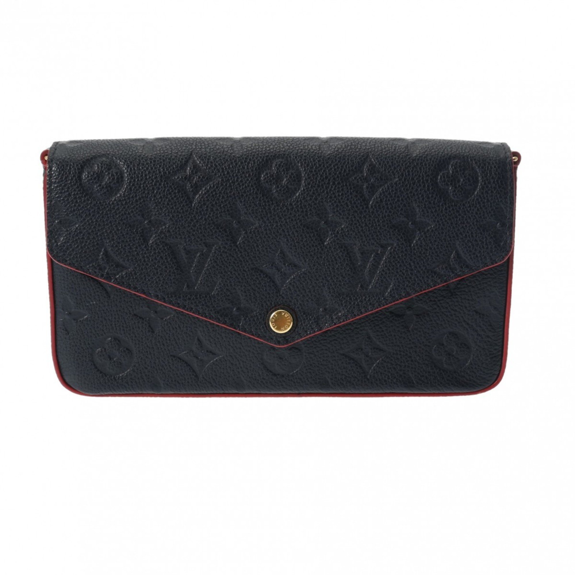 LOUIS VUITTON Louis Vuitton Monogram Empreinte Pochette Felicie Marine Rouge M64099 Women's Leather Chain Wallet