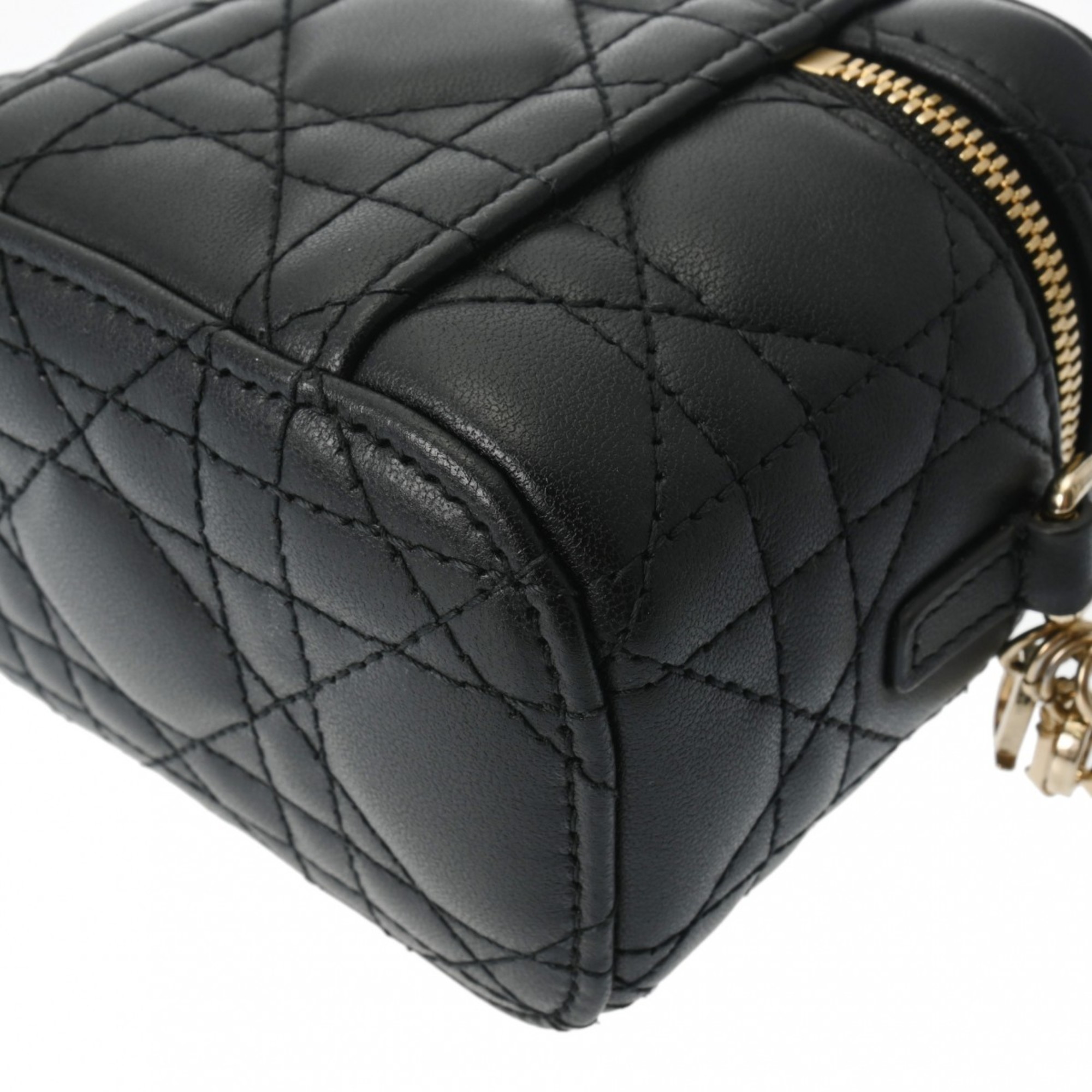 CHRISTIAN DIOR Cannage Lady Dior Micro Vanity Black Women's Lambskin Handbag