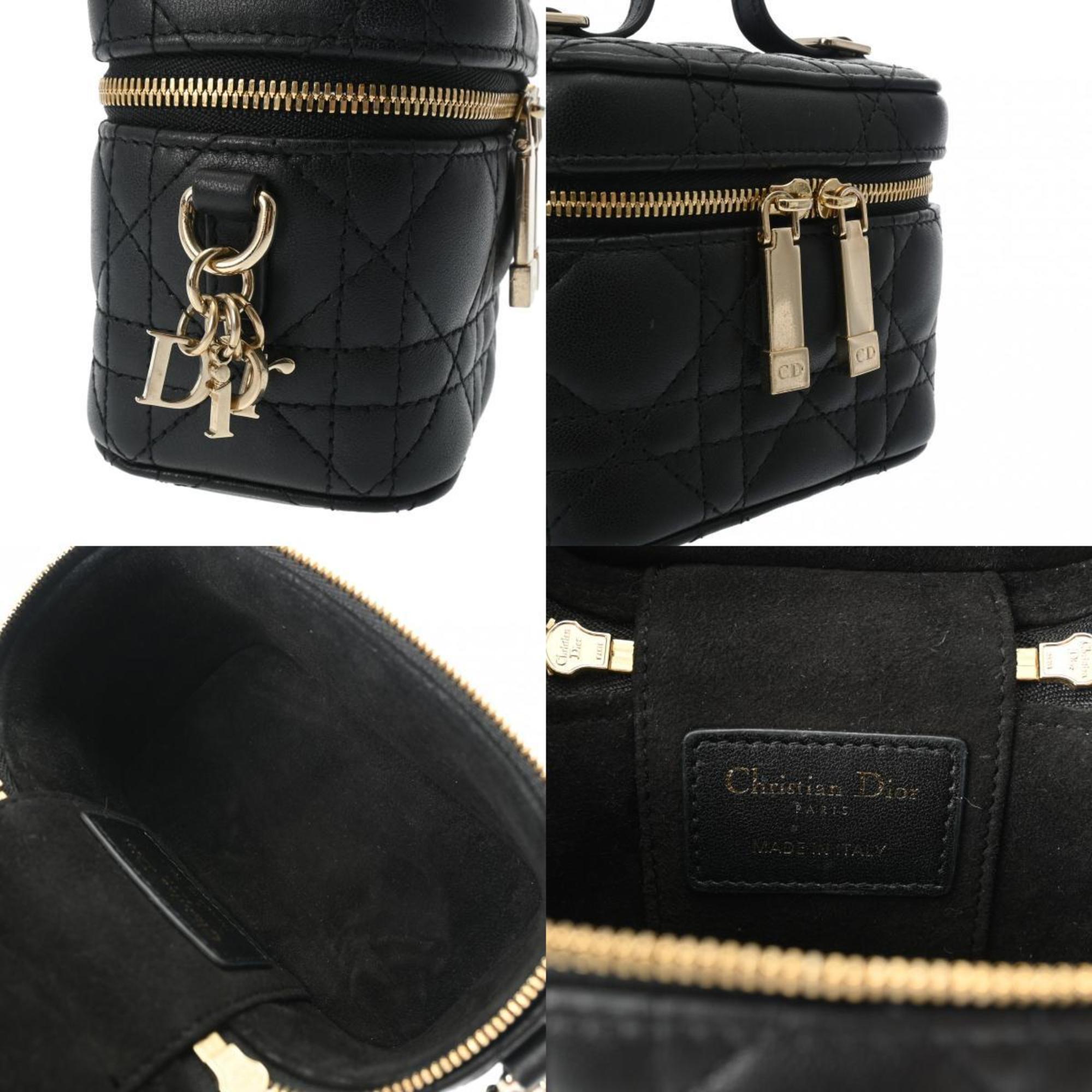 CHRISTIAN DIOR Cannage Lady Dior Micro Vanity Black Women's Lambskin Handbag