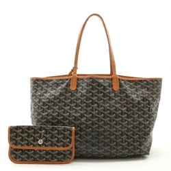 GOYARD Saint Louis PM Tote Bag Shoulder Coated Canvas Leather Black Light Brown White