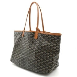 GOYARD Saint Louis PM Tote Bag Shoulder Coated Canvas Leather Black Light Brown White